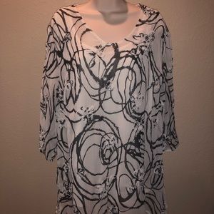 Maggie Barnes - Black & White Tunic w/ Attchd Cami